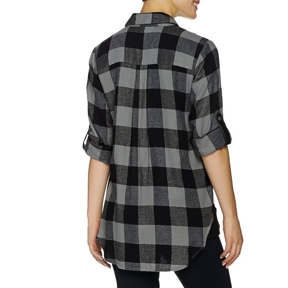 Joan Rivers Buffalo Check Shirt with Faux Leather Detail  16203 - Picture 2 of 2